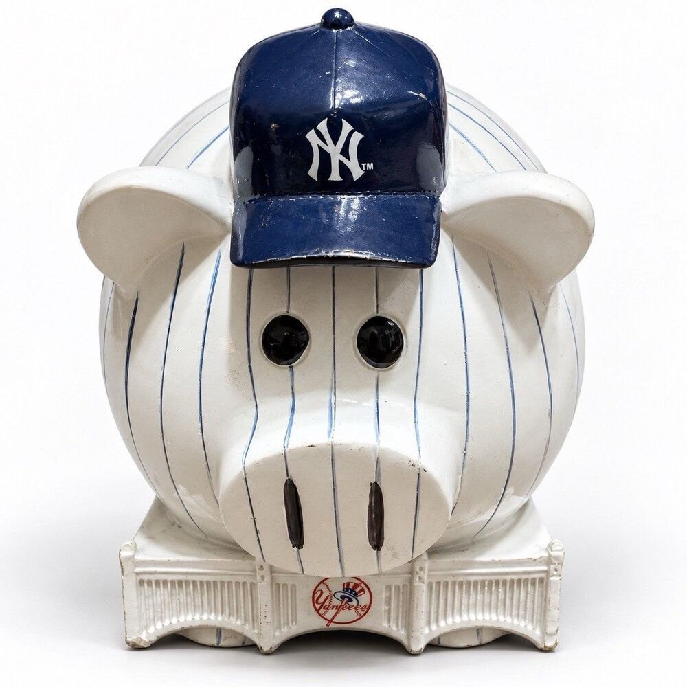 New York Yankees Ceramic Piggy Bank Stadium Base 8” x 7” MLB Decor Baseball